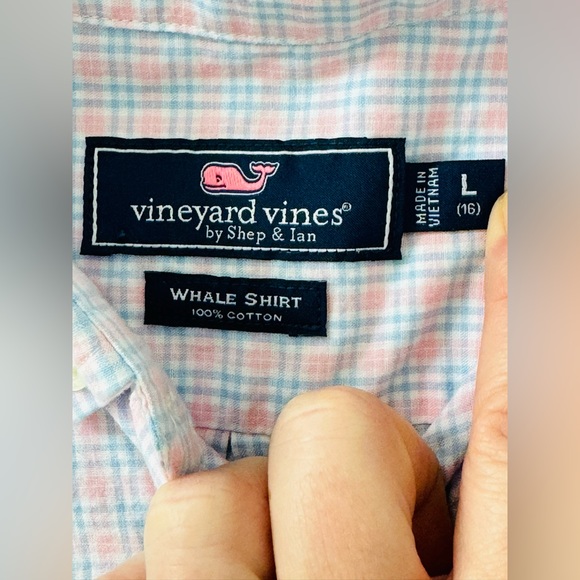 Vineyard Vines Boys Pastel Plaid Button Down Shirt - Size L (16) - Picture 2 of 4